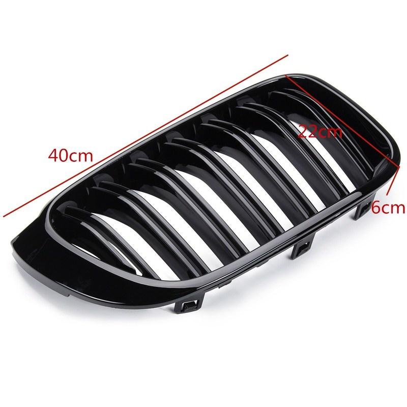 Pair Front Kidney Grilles Gloss Black Double Dual Slat For BMW X3 X4 F25 F26 2014-2017 Replacement Racing Bumper Car Styling