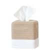 1pc Cotton Thread Tissue Box Square Desktop Napkin Decorative Box Multi-functional Hand-woven Storage Basket Tissue Storage Box