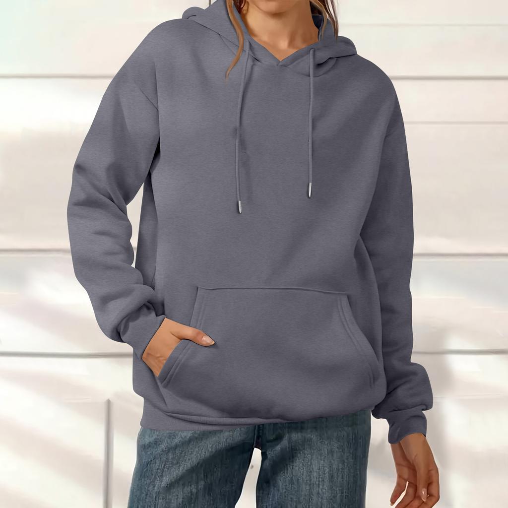 Women's Fashion Solid Color Casual Long Sleeve Hoodie