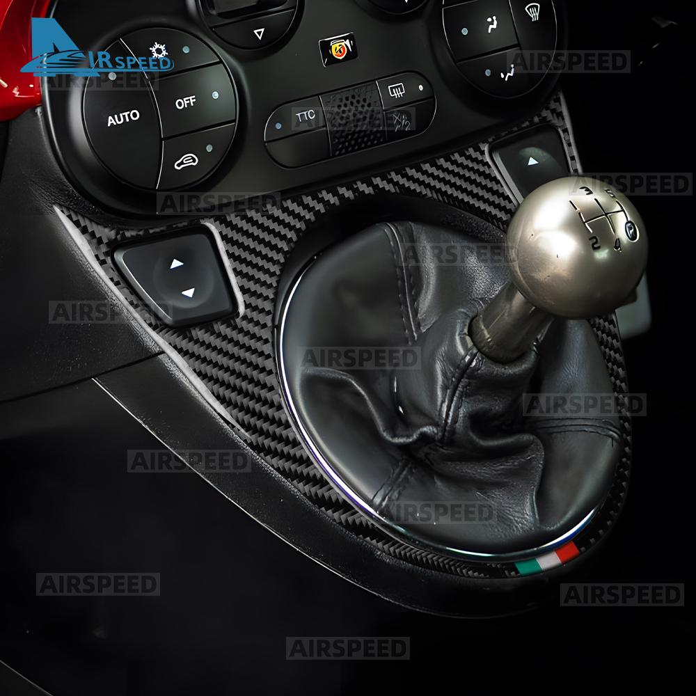 Real Soft Carbon Fiber Sticker For Abarth 595/695/595C/695C 2012-2015 For Fiat 500 2008-2015 AT MT Car Gear Shift Tricolor Trim