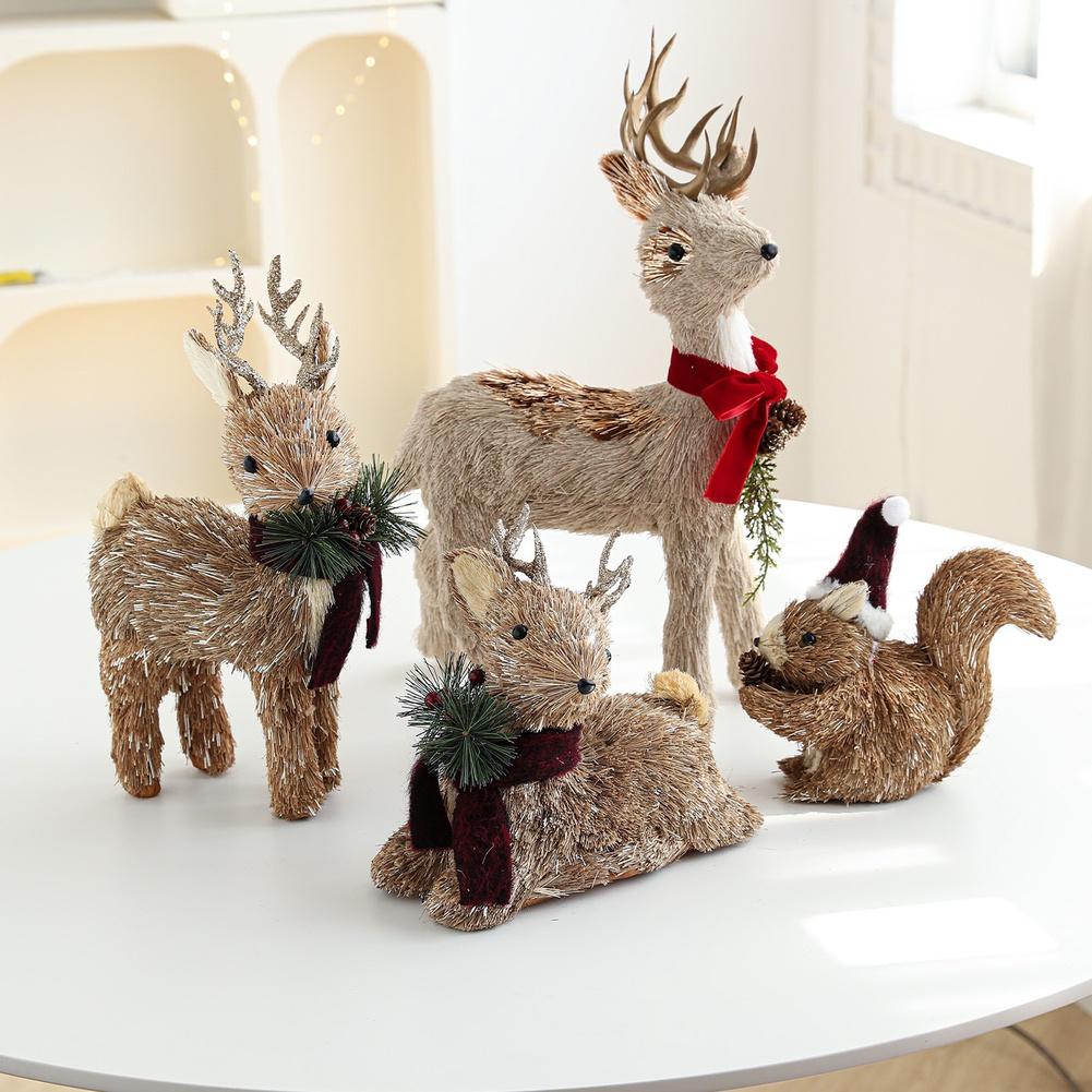 1 шт. Декоративная подвеска Плюшевая игрушка Лось Пена Рождественский лось Плюшевая кукла Оформление витрины Настольный декор Скандинавский стиль 7 вариантов