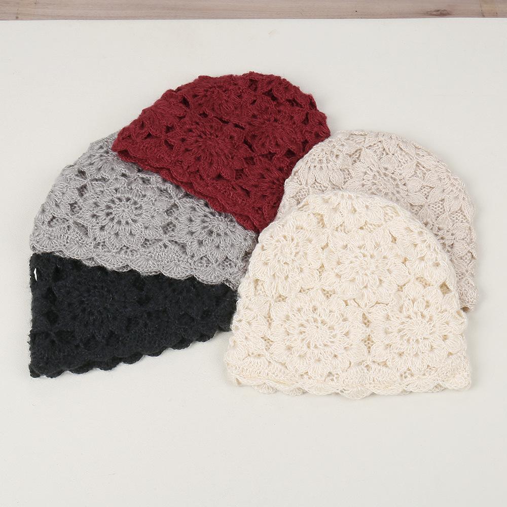 New fashion hook-up temperament versatile casual elegant knitted hat solid color simple casual foreign wind-proof wool hat