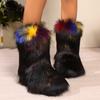 Women's Winter Snow Boots Outdoor Luxury Furry Faux Fox Fur New Fashion Boots WomanPlush Warm Platform Shoes Bottes