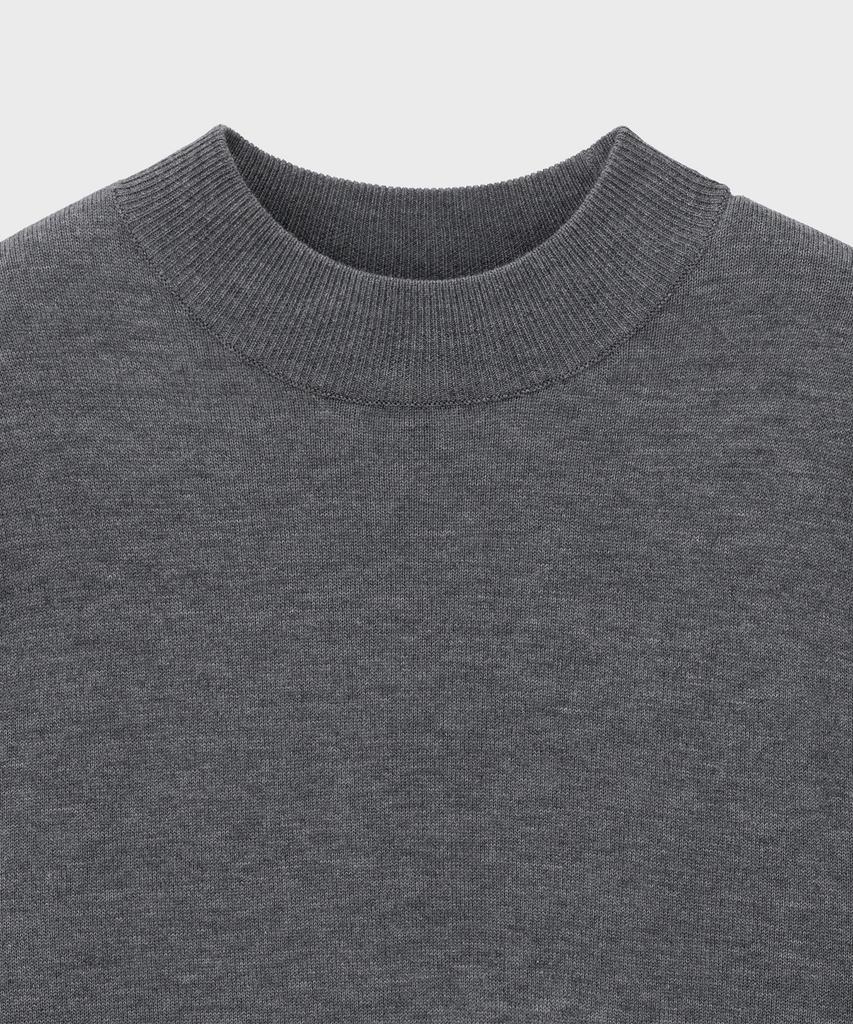 BASIC HOUSE Uni Daily Half-Neck Knit Melange Gray Lwkt7102