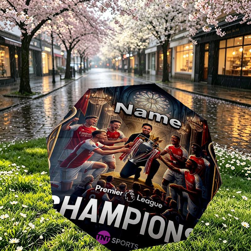 Custom Name Personalized Football Print Umbrella, Auto Open Close, 8‑Rib Sturdy Frame, Commute Camping Hiking Use, Birthday Gift