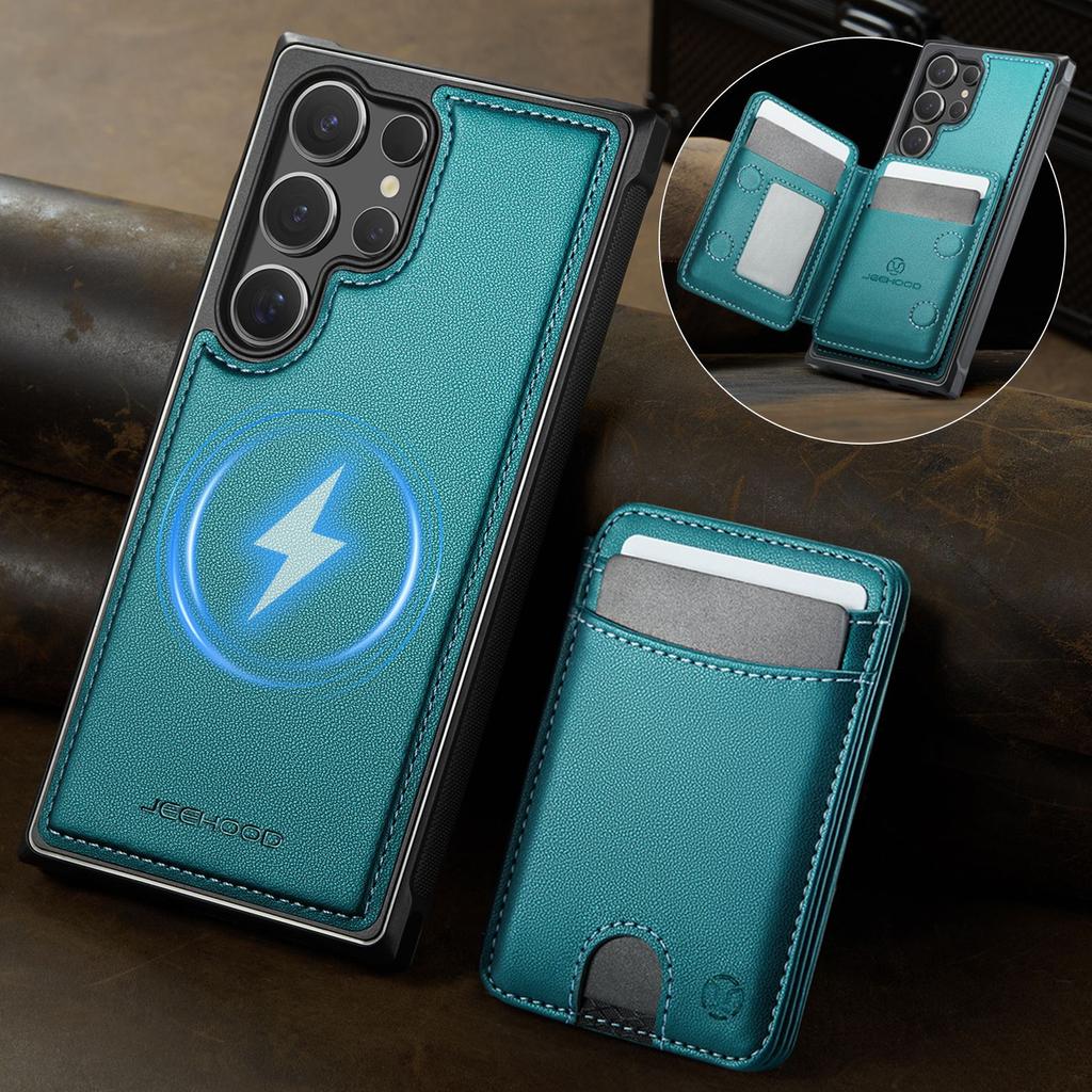 Leather Phone Case for Samsung Galaxy S26 Ultra S25 Edge S24 Plus S23 FE S22 S21 S20 Note20 Detachable Magnetic Card Slot Wallet