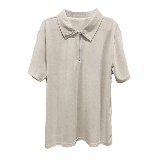 Мужская футболка с застежкой-молнией и лацканами, однотонная, с короткими рукавами, повседневная, свободная, летняя футболка для гольфа, уличной одежды, пляжа, путешествий