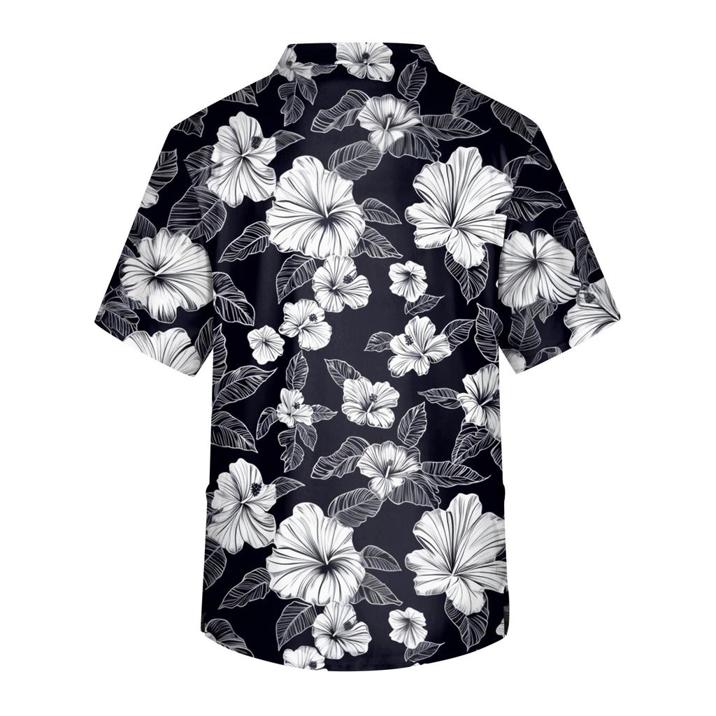 Men's Short Sleeve V-Neck  Print Chest Pocket Care Top