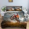 Motocross King Queen Bedding Set For Boys Adults Off-road Race Motorcycle Duvet Cover Dirt Bike Rider Polyester Comforter Cover