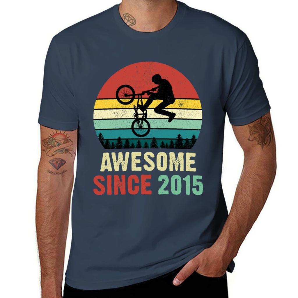 6th Birthday Bmx Bike Awesome Since 2015 Tshirt Fashion Print Casual Short Sleeve Tshirt