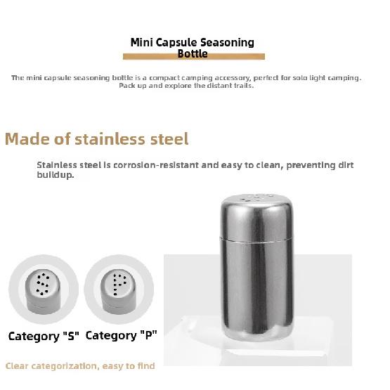 Camping Seasoning Bottle Small Pepper Shaker With Lid Stainless Travel Salt Container With Storage Bag For Outdoor Cooking 4