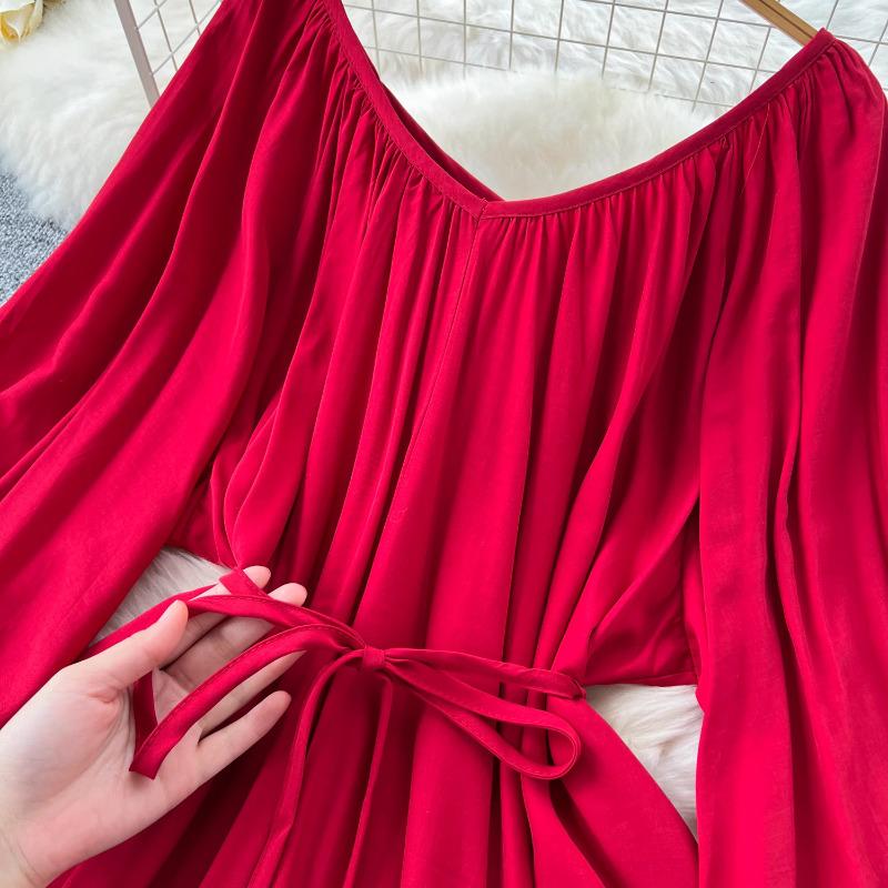 Элегантные нежные платья с рукавами-фонариками Y2k, стройная талия, кружевное платье для женщин, летнее, средней длины, со сборками, Vestidos Mujer