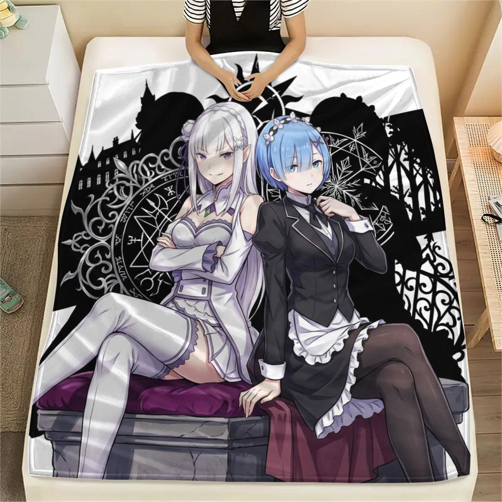 1PC Re Zero Patterned Flannel Blanket Suitable For All Seasons For Home Decor Warmth And Comfort Gifts Holiday Present
