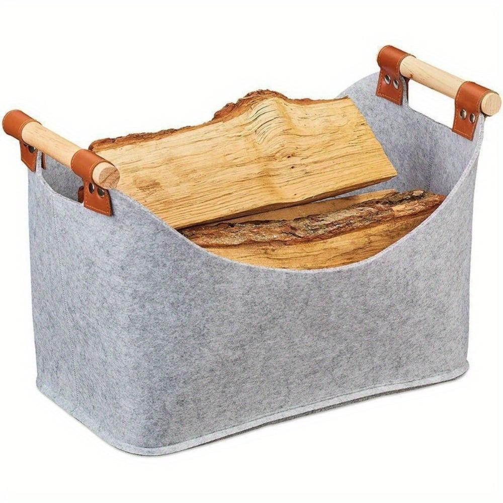 Extra Large Felt Firewood Basket Collapsible Heavy Duty Firewood Storage Bin with Handles Large Capacity Logging Tote Bag