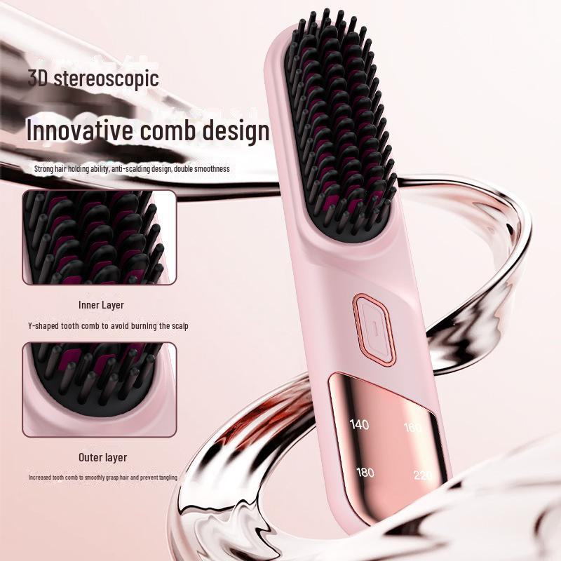 Расческа двойного назначения с ионизацией для выпрямления и завивки волос — защита от ожогов, бережный уход за волосами
