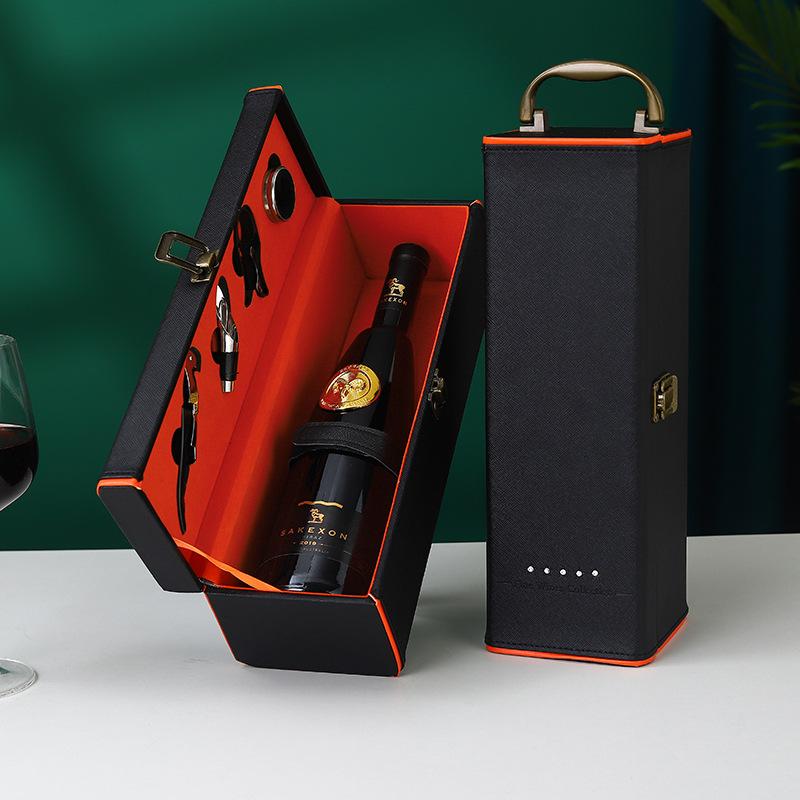 Коробка для бутылок вина из искусственной кожи, кожаная роскошная сумка, одинарная / двойная, для красного вина, шампанского, сумка-тоут, дорожный чехол-органайзер, подарок