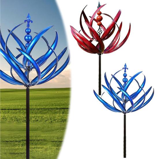Цветок Ветер Spinner Украшение кола Непогода Открытый Сад Двор Крыльцо Газон Роторный Металлический Spinner Земля Шип Орнамент Рождественский Подарок