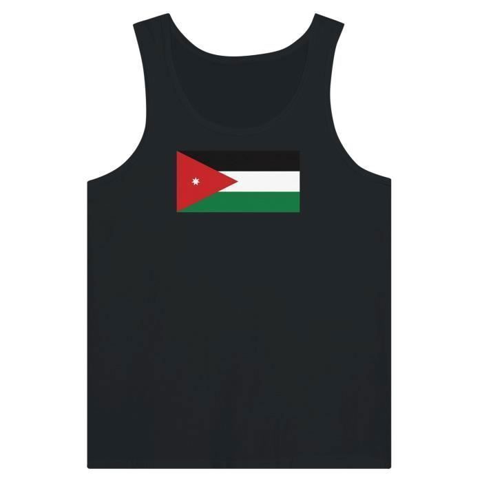 Débardeur - Drapeau De La Jordanie - Noir - 100% Coton - Coupe Ajustée - Mixte