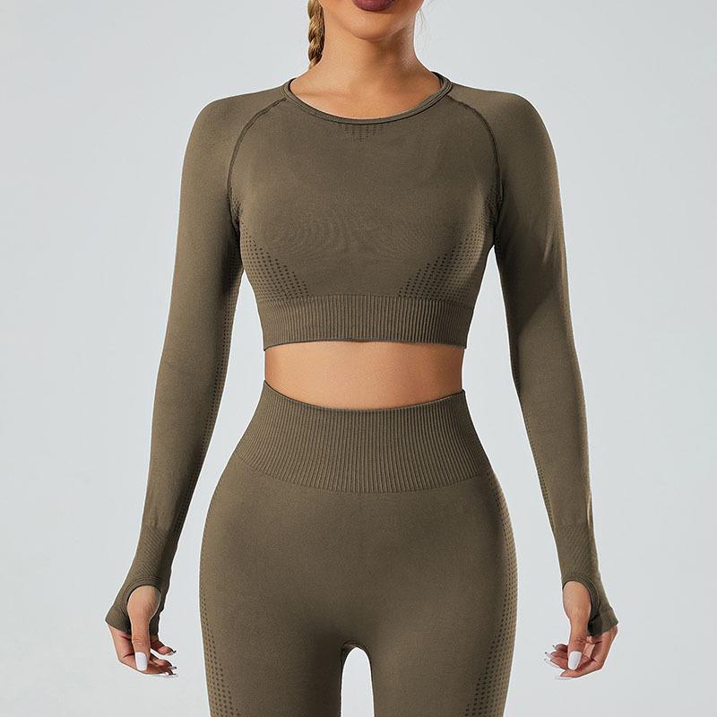 Женский бесшовный фитнес-комплект из пяти предметов: Спортивный бюстгальтер, штаны для йоги, топ для йоги, костюм для бега