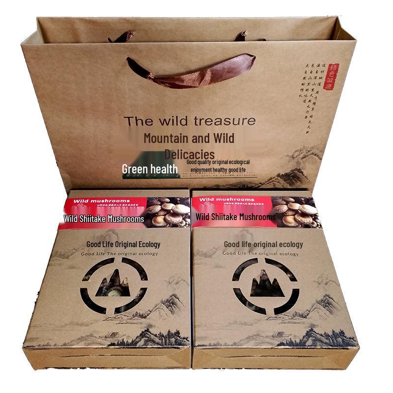 Genuine Northeast Dried Shiitake Mushroom Gift Box 500g - Fresh Edible Mushrooms from Changbai Mountain Local Specialty
