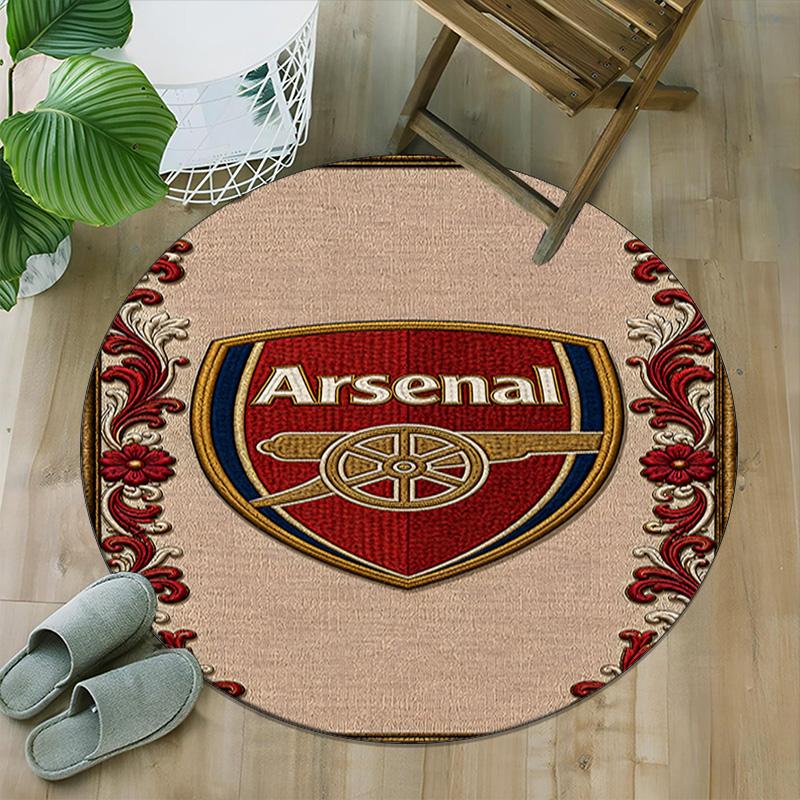 1pc A-Arsenal Carpet, Round Rug, Comfortable, Suitable for Entryways, Living Rooms, Office, And Bedrooms, Christmas Decoration