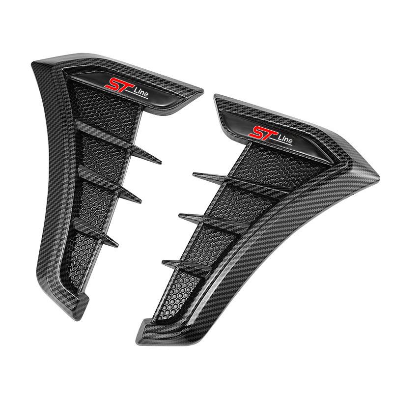 AJW1 Carbon Black Car Fender Side Vents Air Flow Intake Hole Grille Sticker for Ford ST LINE STLINE Mk3 Mk4 Focus Mustang Universal