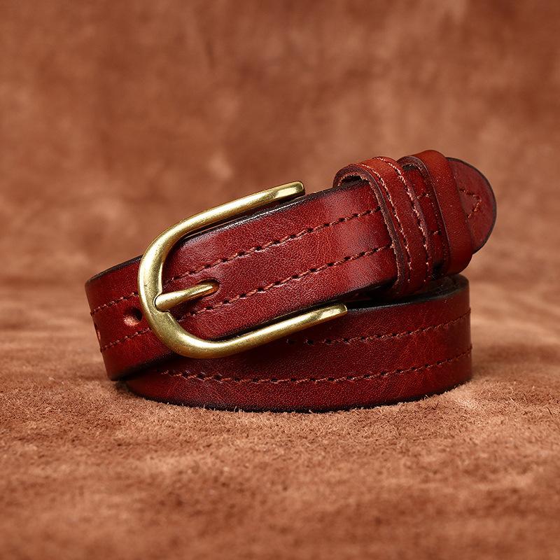 Ремень женский индивидуальный тренд кожаный пряжка первый слой коровья кожа ретро и мода универсальный ремень женский