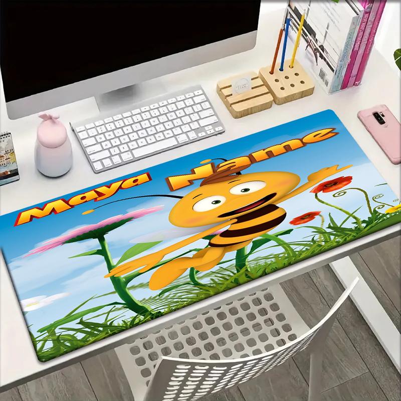 Custom Name Maya Bee Theme Mouse Pad Non Slip Rubber Base Multifunctional Office Home Decor Perfect For Workspace Personalization