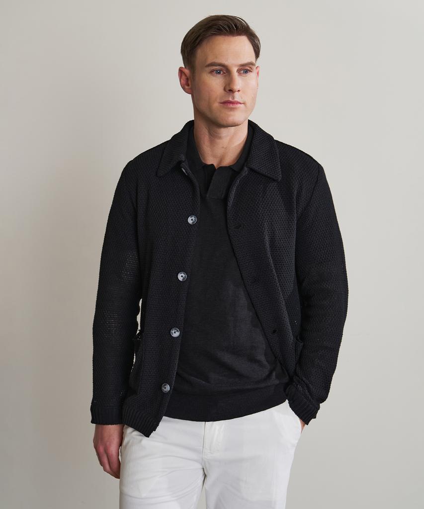 Panicale Black Acrylic Cotton Knit Jacket