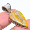 Natural Bumblebee Jasper Gemstone 925 Solid Sterling Silver Pendant 1.58" D0L19