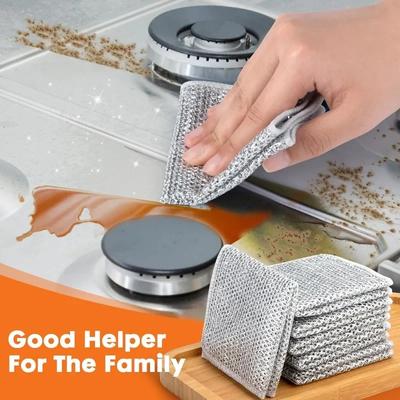 Оптовая продажа металлическая стальная проволока тряпки ткань для дома кухня кастрюля сковорода мытье посуды двухстороннее полотенце салфетки для уборки полотенце скребок тряпка