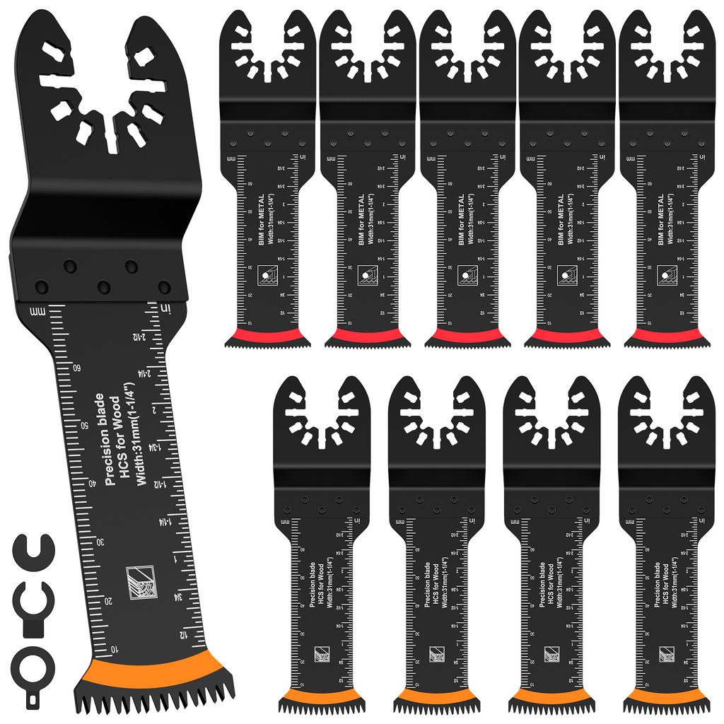 10 шт. Колеблющиеся пильные полотна для резки дерева и металла, быстросъемные, удлиненные, биметаллические, для мультиинструмента, универсальные пильные полотна
