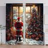 2 шт. Санта-Клаус, напечатанная масляная картина, занавеска для домашнего декора - карман для окон с карнизом для спальни, офиса, кухни