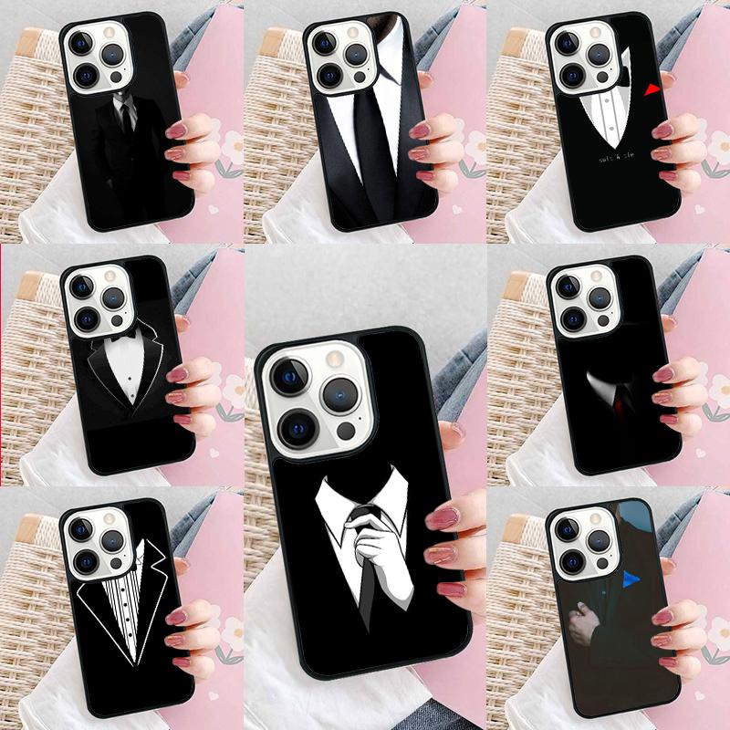 SUIT UP GENTLEMAN TIE BOW Phone Case For iPhone 17 Air 15 16e 14 13 Pro Max Coque 12 11 Pro Max PLUS cover