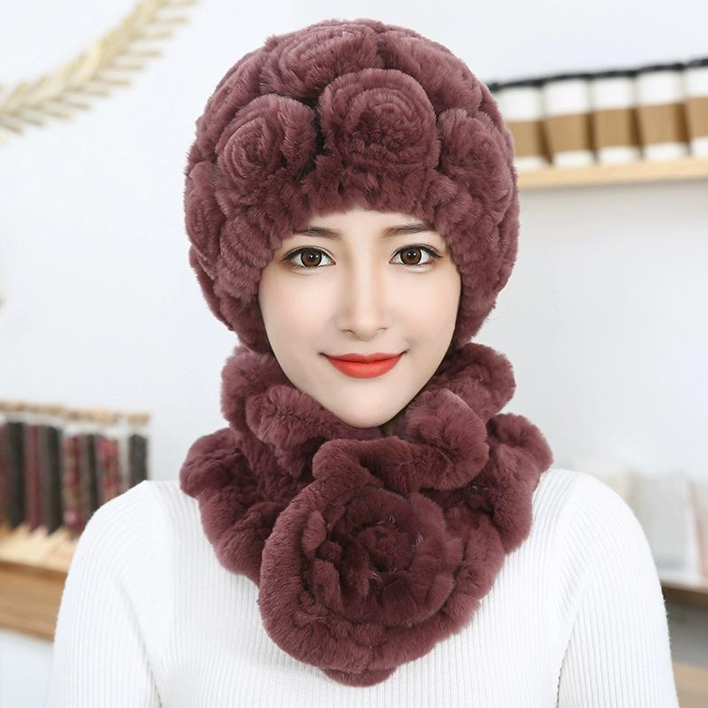 Шапка из меха кролика Рекс женская, осень-зима, среднего возраста и пожилая, утолщенная, теплая, модная, для бабушки, старой леди, свекрови, меховая шапка