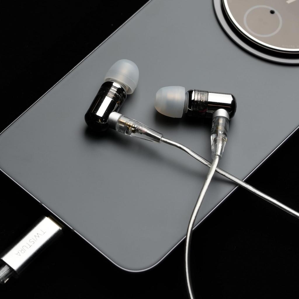 TWISTURA SIGMA 1DD+1BA Hybrid Earphones with 1DD+1BA Dynamic Driver and BA Driver, Aluminum Alloy OFC Silver-Plated Cable, Type-C Adapter, Impedance