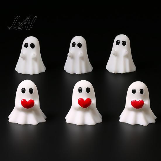 Funny Ghost Gifts for Friends 3Pcs Mini Figurines Halloween Decorations Resin Middle Finger And Decor Tiered Trays Heart Ornaments Tabletop