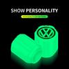 B6 For Volkswagen Luminous Tire Valve Caps Multi-color Fluorescent Night Glowing Decor For Volkswagen VW GTI R Polo Golf MK8 Pas