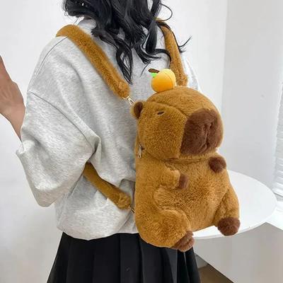 Плюшевый рюкзак Капибара Каваи Мода Плюшевая кукла Меховая сумка Детская сумка Сумка через плечо Мини рюкзак Сумки Подарки для девушки