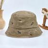 Bucket hat outdoor retro washed puppy embroidery versatile sunshade trend season casual European and American fashion basin hat women's summer