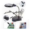 Auxiliary Clip Loupe Welding Magnifying Glass with LED Light 3.5X-12X Lens Desktop Magnifier Third Hand Soldering Repair Tool