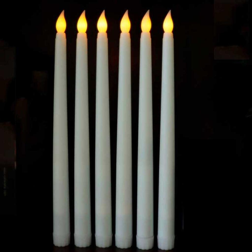 3/6/12 Pieces White Flameless Decorative Christmas Candles With Remote,Smokeless LED Taper Candles With Yellow/Warm White Light