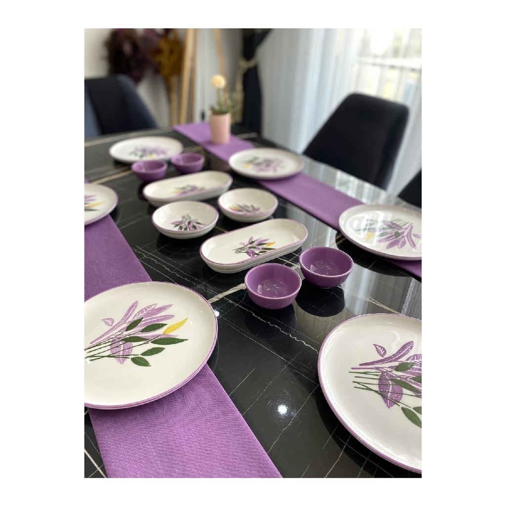 Purple Leaf 14 Piece Breakfast Set For 6 People