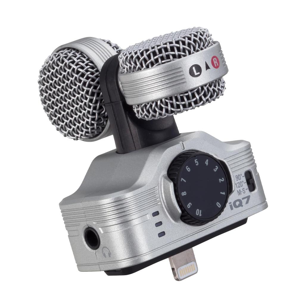 ZOOM iQ7 Lightning Connector Stereo Microphone for iPhone and iPad, Smartphone Recording, MS Method, Variable Directional Pattern, Video Recording, Vl