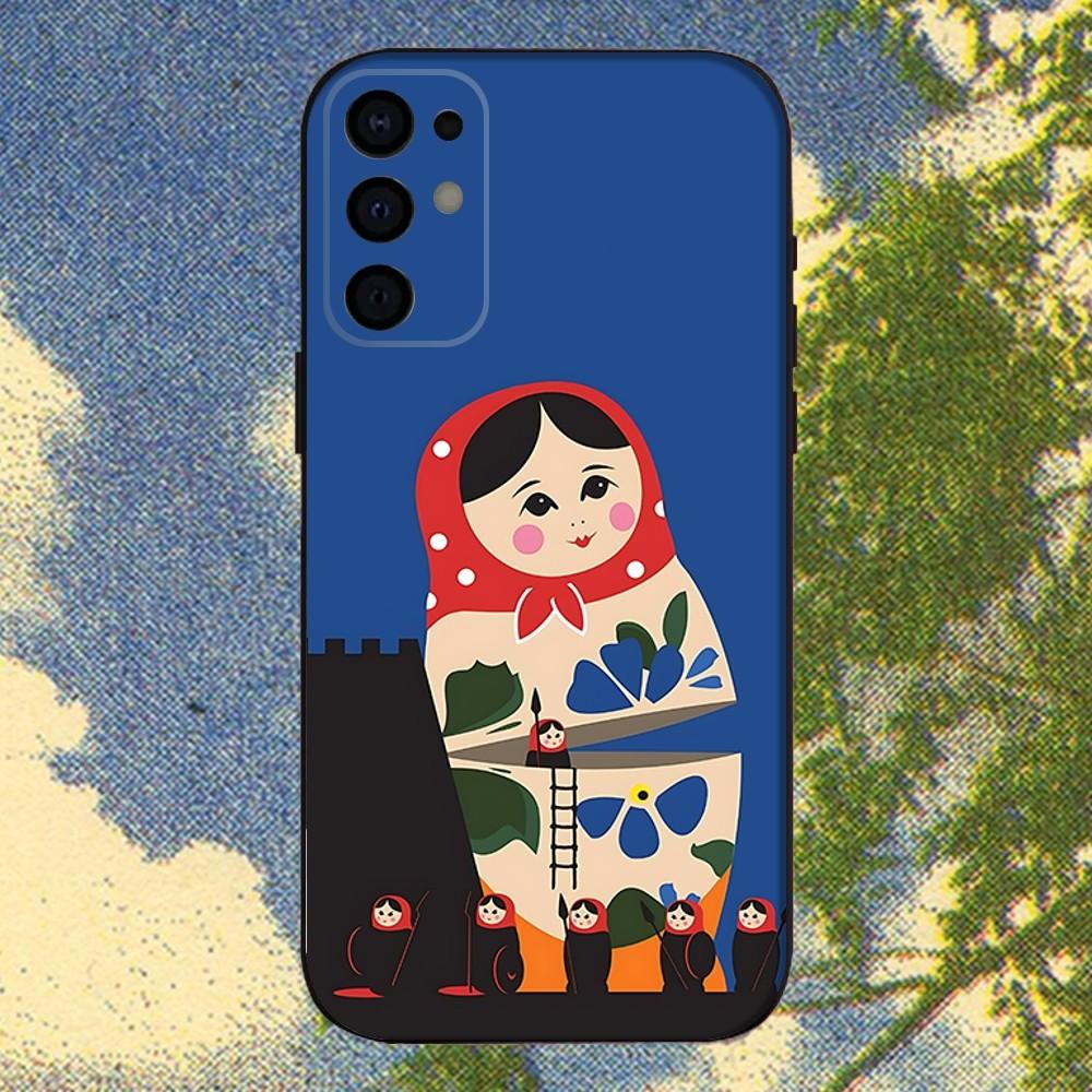 Матрешка Чехол для телефона Samsung S25, S24, S21, S22, S23, S30, Ultra, S20, Plus, Fe, Lite, Note, 10, 9, 5G Черный