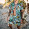 Пляжный гавайский комплект с принтом, мужские шорты, 3D-принт, свободная повседневная пляжная рубашка с короткими рукавами, модный праздничный комплект из двух предметов