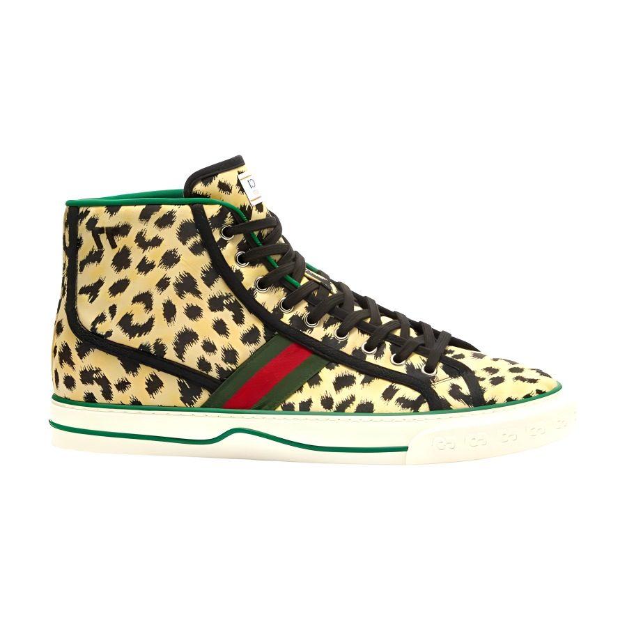 Gucci Кеды для скейтбординга Tennis 1977 с леопардовым принтом, высокие, мужские, желто-черные 625807 2D310 2070