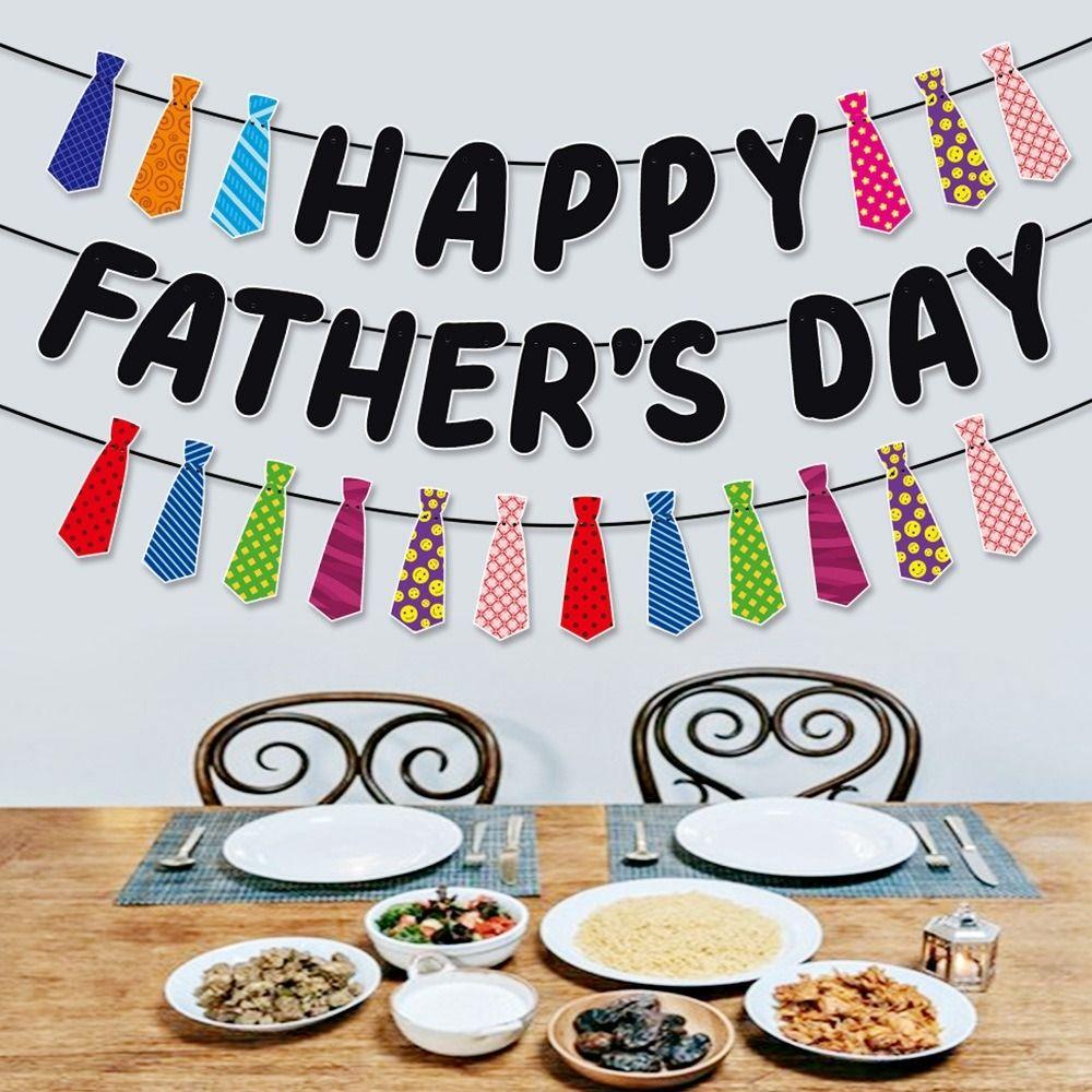 Festival Father's Day Letter Banner Paper Father's Day Ornament Tie Hanging Banner  Party Favors