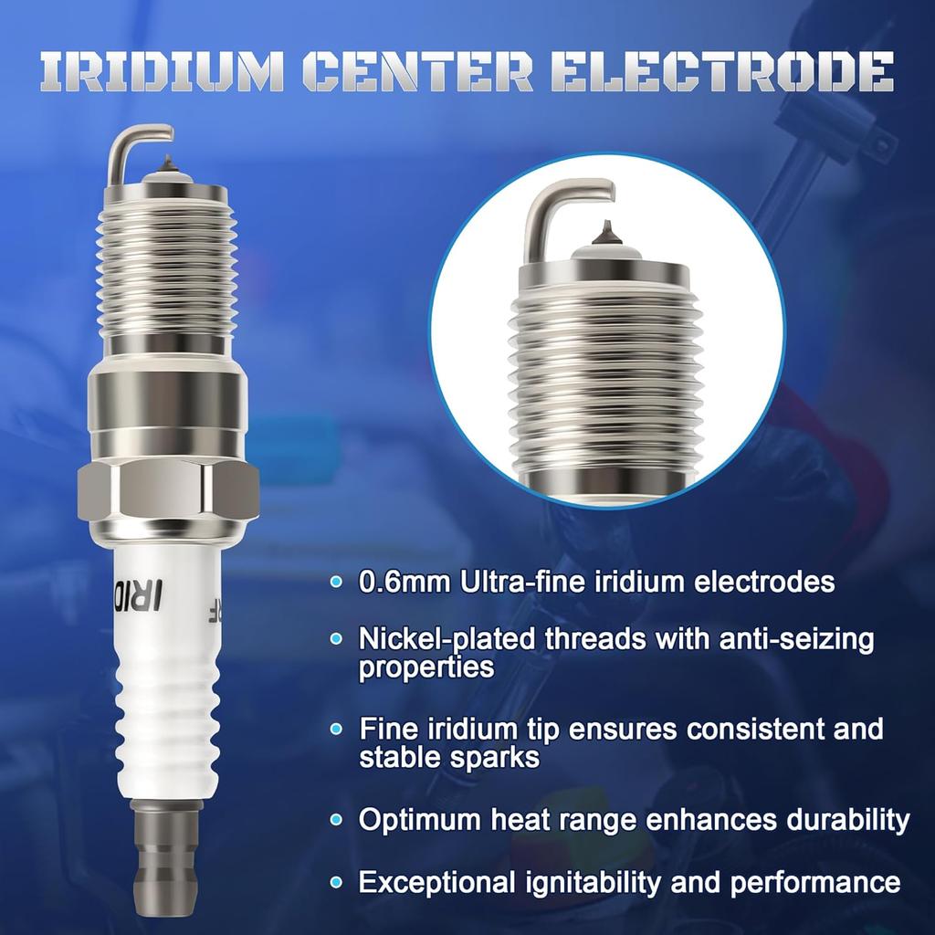 Iridium Spark Plugs 8 Pack 7164 TR55IX Compatible With 1997-2010 Ford F150 V8 4.6 5.4, Ford Expedition Explorer Mustang, Cadillac, Chevy, GMC,