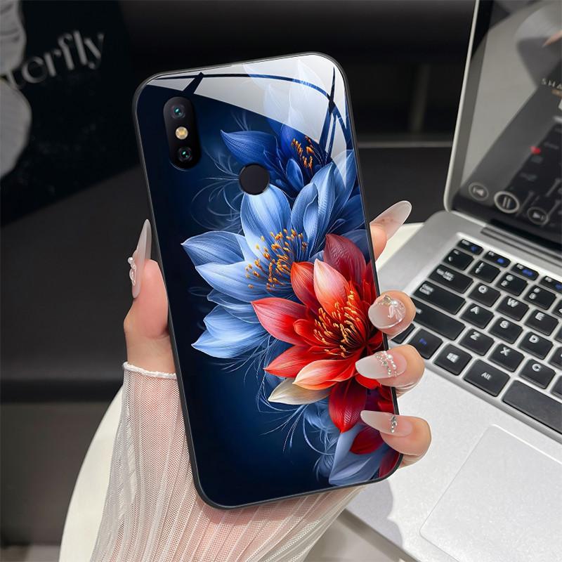 Чехол для телефона Xiaomi Mi A2 / Mi A2 Lite Модный фэнтезийный дизайн Закаленное стекло Бампер для MiA2 Lite Полная защита Задние крышки